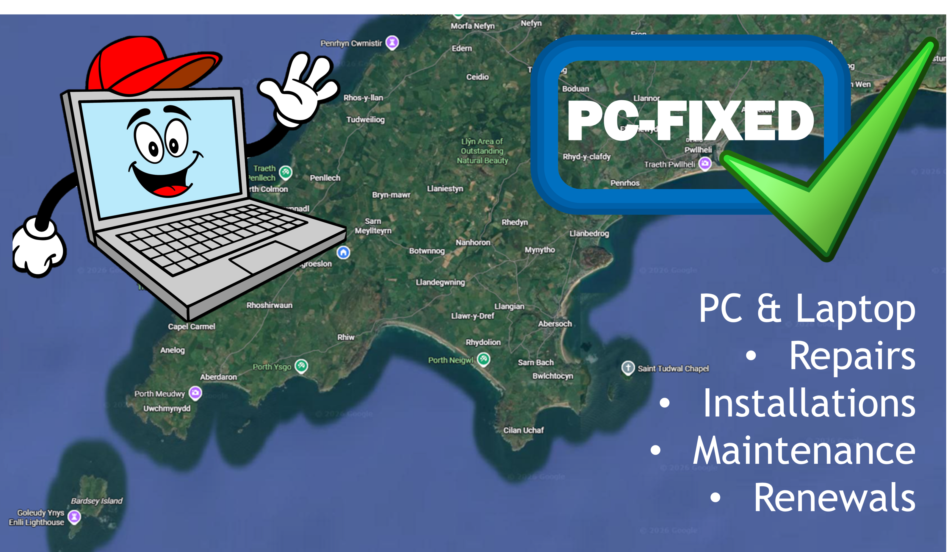 PC-Fixed repair across the Llyn peninsula